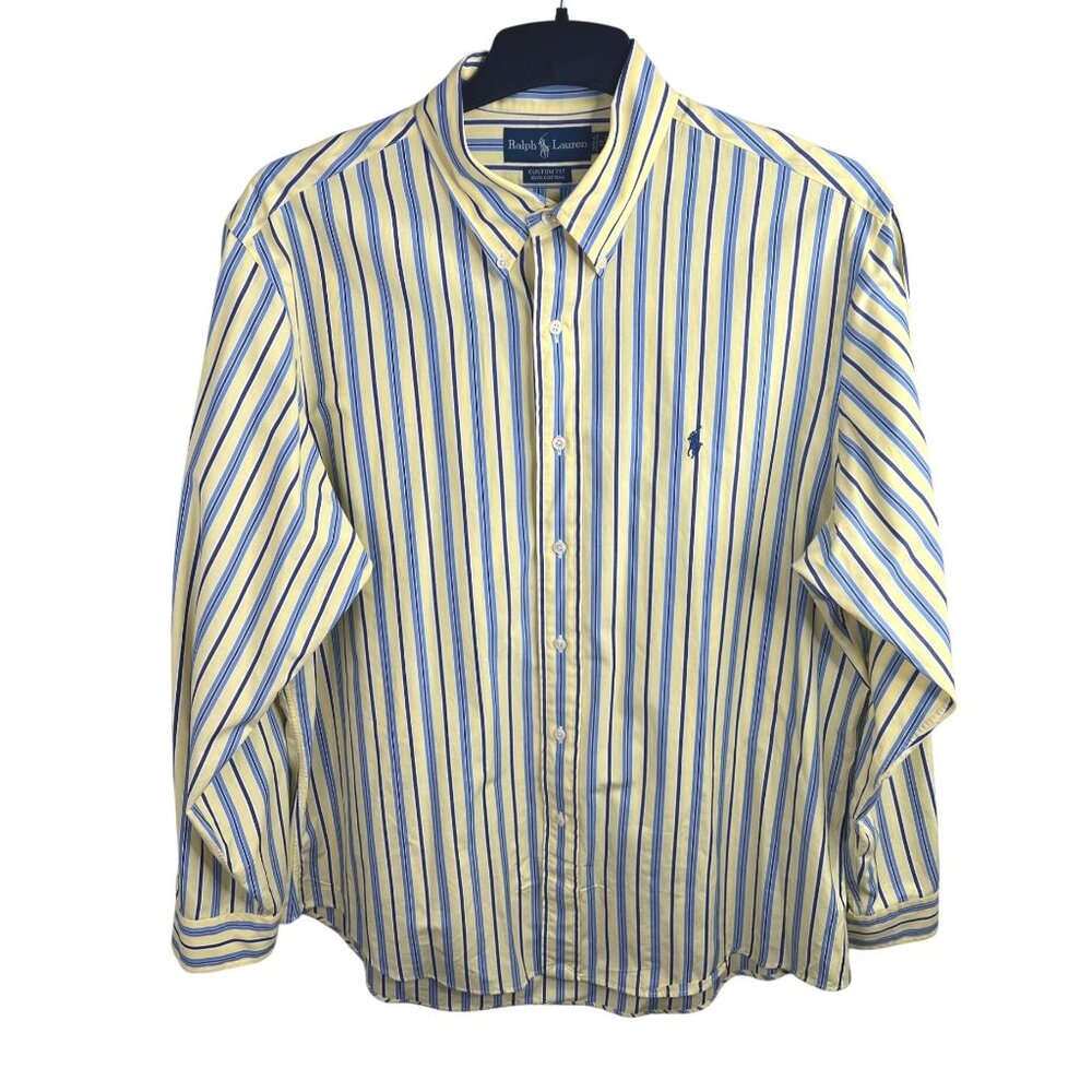 Ralph Lauren Custom Fit Yellow & Blue Striped Button-Down Shirt